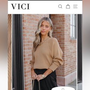 Vici - Carly Ribbed Knit Long Sleeve Top - Camel